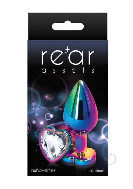 Rear Assets Multicolor Heart Anal Plug - Medium - Clear