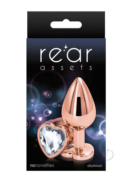 Rear Assets Rose Gold Heart Anal Plug - Medium - Clear