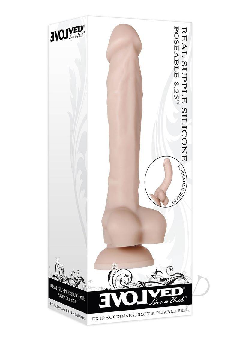 Real Supple Poseable Dildo with Balls 8.25in - Vanilla