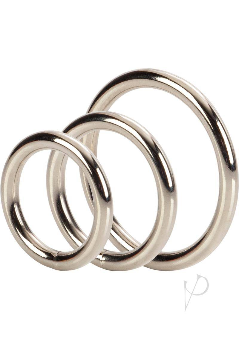 Silver Cock Ring 3 Piece Set - Chambre Rouge