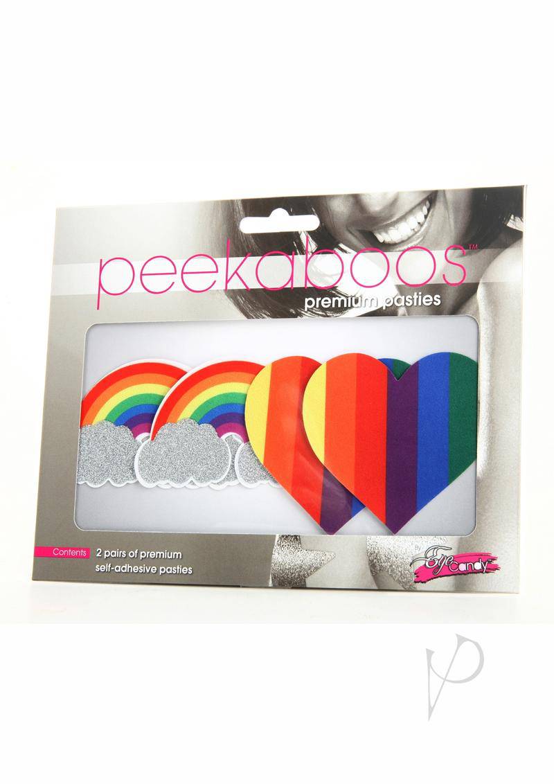 Peekaboo Pride Glitter Rainbows and Hearts Pasties - Rainbow