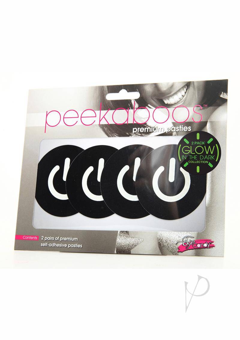 Peekaboo Glow In The Dark Power Button Pasties - Black/Green