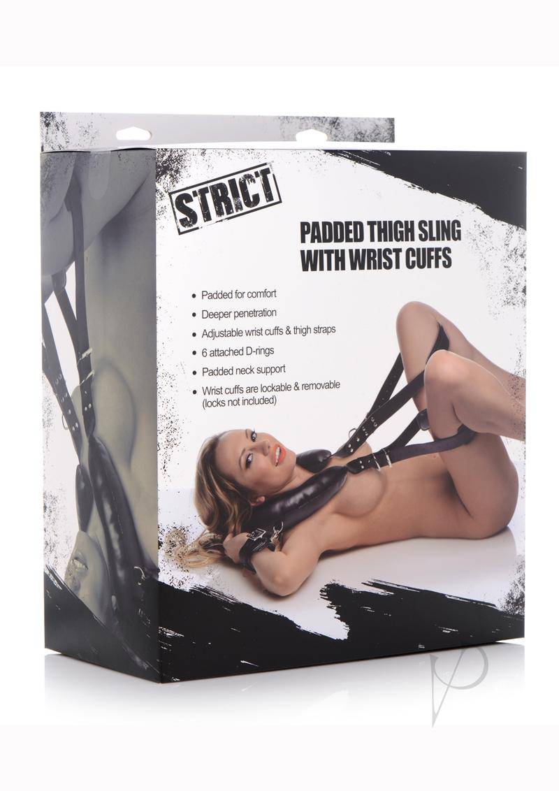 Strict Padded Thigh Sling with Wrist Cuffs - Black