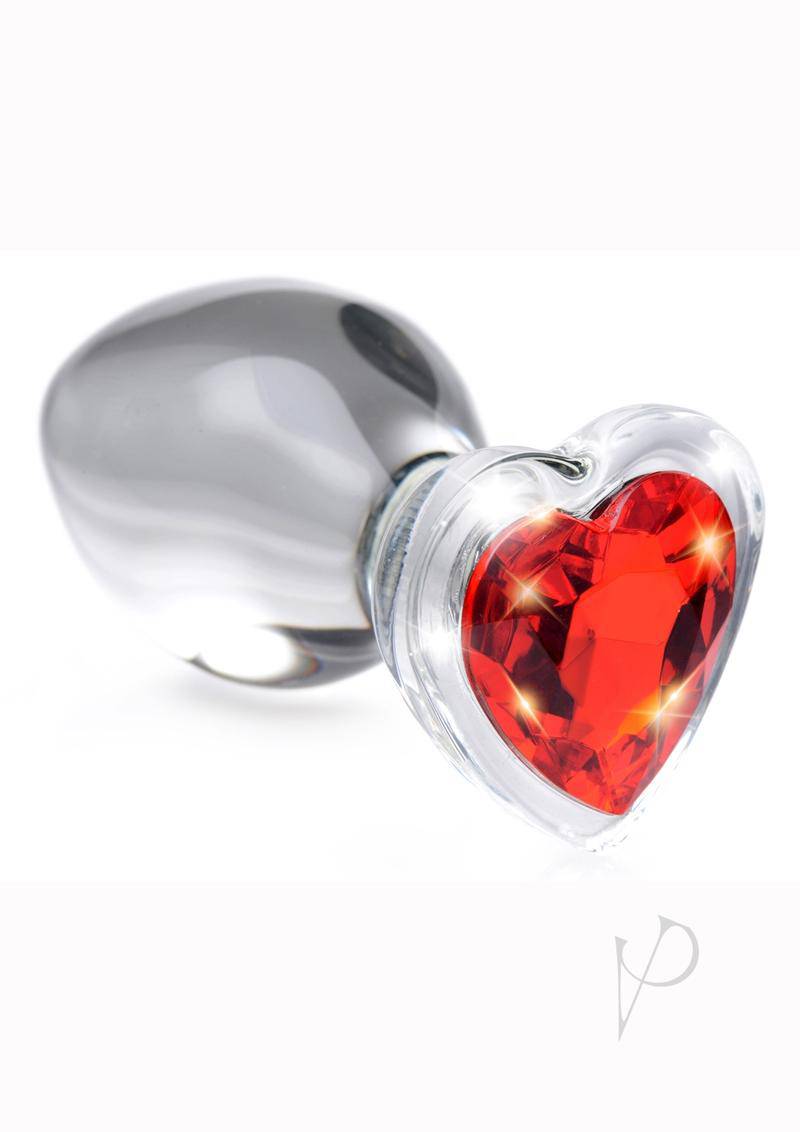 Booty Sparks Red Heart Glass Plug Md - Chambre Rouge