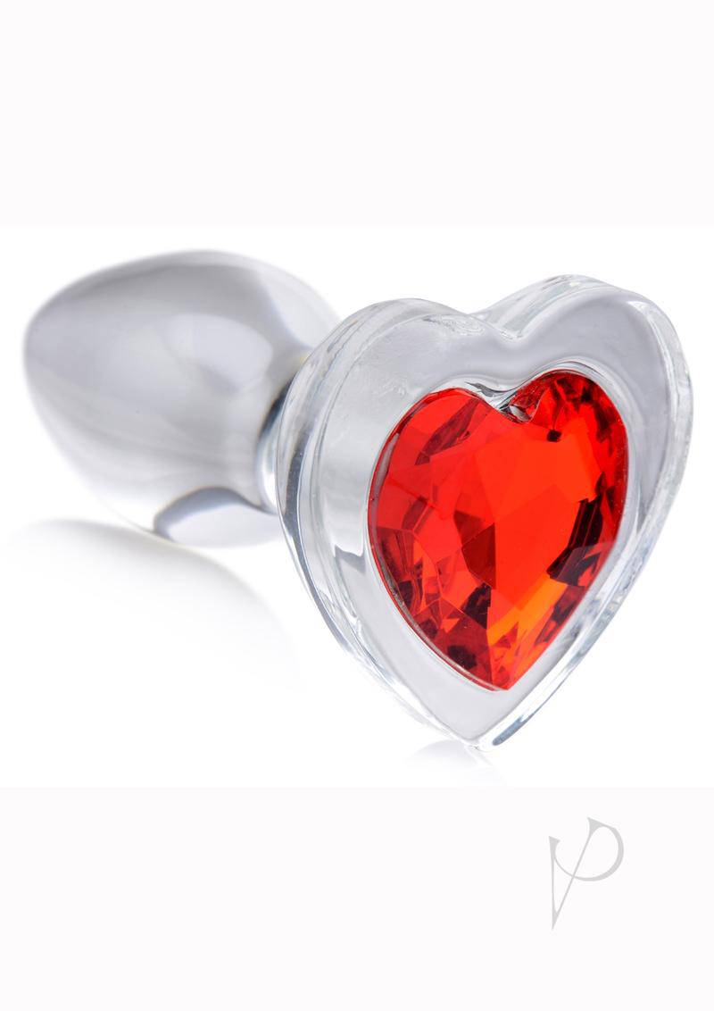 Booty Sparks Red Heart Glass Plug Sm - Chambre Rouge