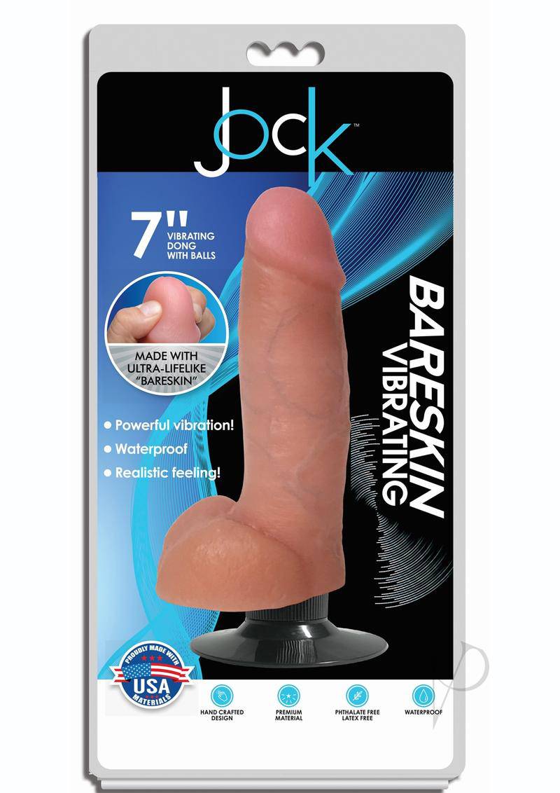 Jock Bareskin Realistic Vibrating Dong with Balls 7in - Vanilla