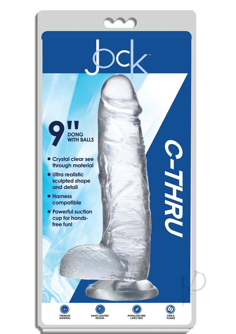 Jock C-Thru Realistic Dong with Balls 9in - Clear