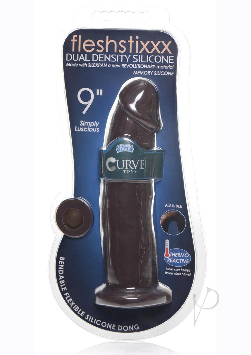 Fleshstixxx Dual Density Silicone Bendable Dong 9in - Chocolate