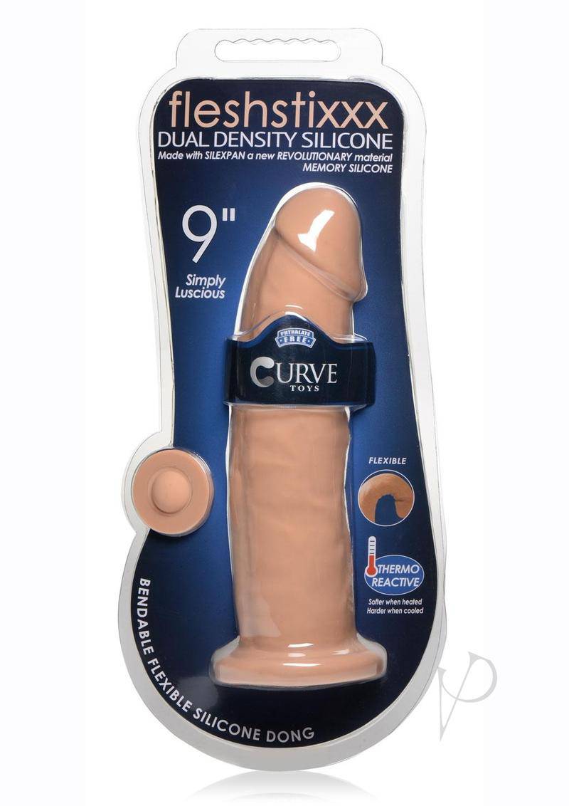 Fleshstixxx Dual Density Silicone Bendable Dong 9in - Caramel