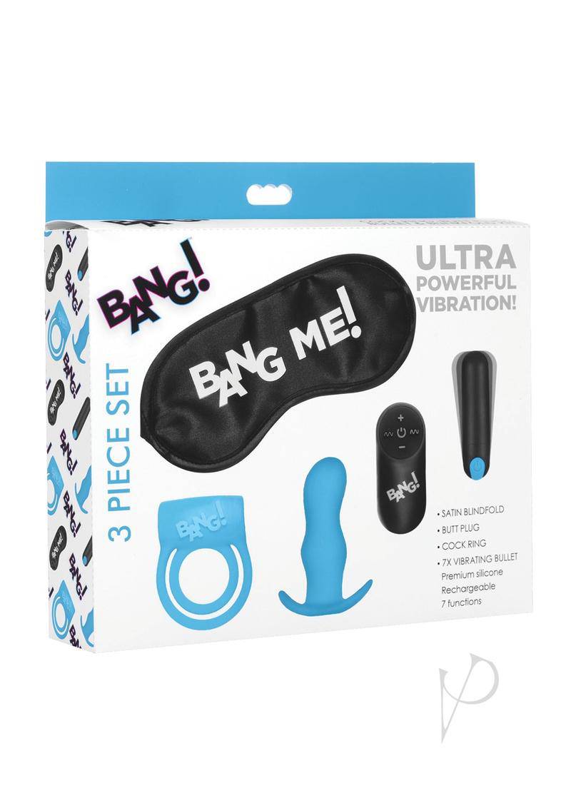 Bang! Duo Blast Plug and Cock Ring Kit (set of 4) - Blue