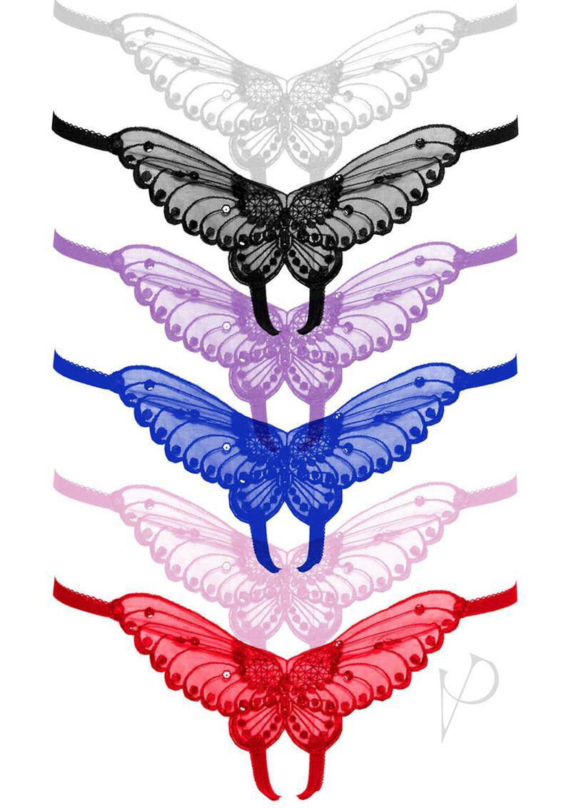 Leg Avenue Butterfly Crotchless with Pearl Sequin Detail (12 pack) - O/S - Assorted