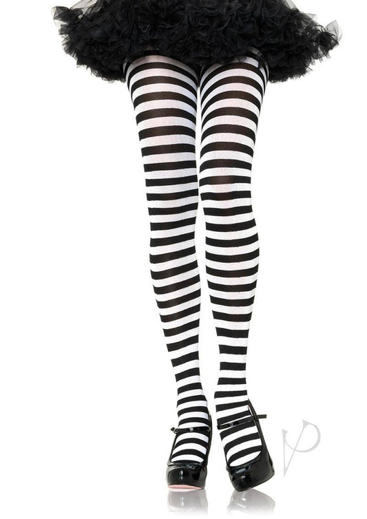 Leg Avenue Striped Tights - Plus Size - Black/White