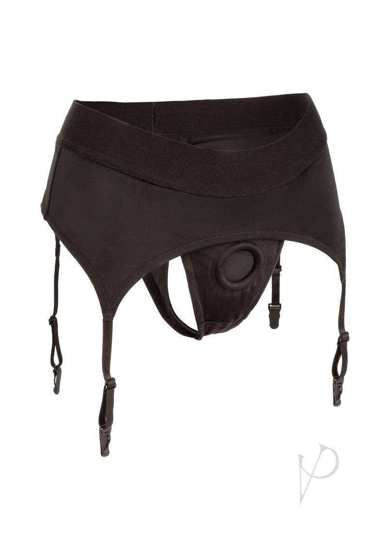 Boundless Thong Garter S/m Black - Chambre Rouge