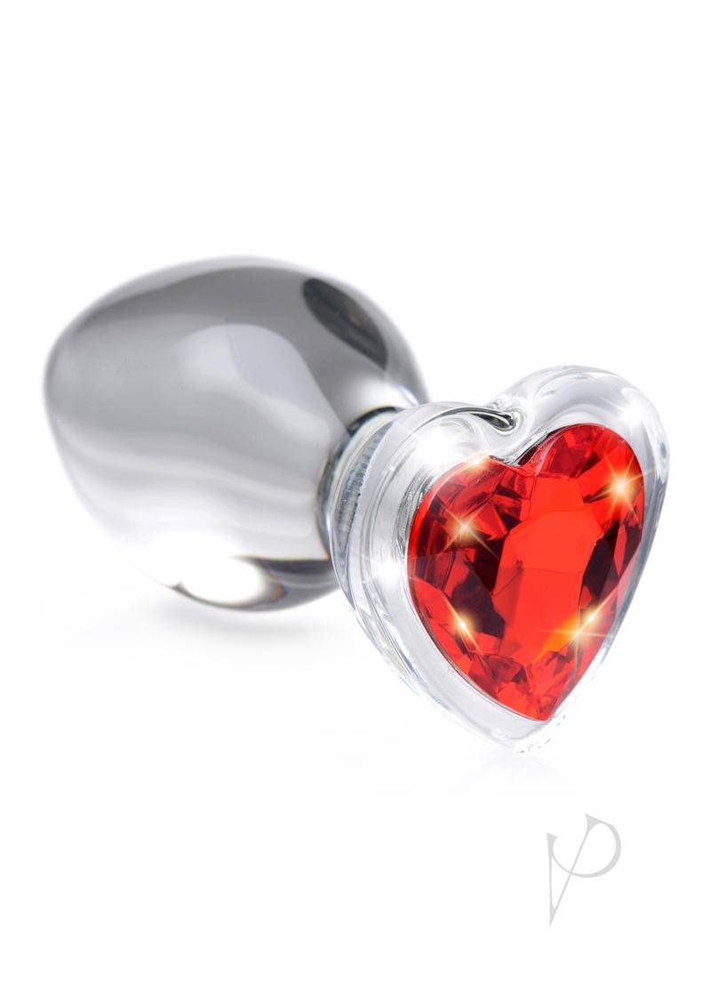 Booty Sparks Red Heart Gem Glass Plug Lg - Chambre Rouge