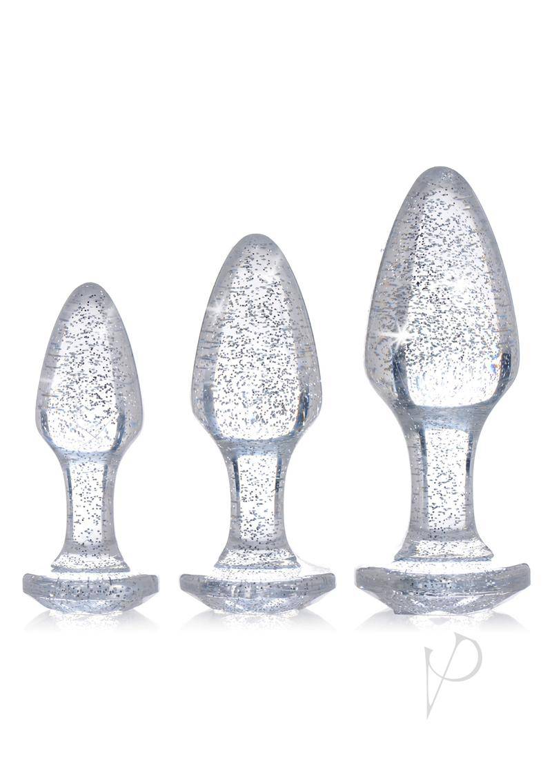 Booty Sparks Glitter Gem Plug Set Silver - Chambre Rouge