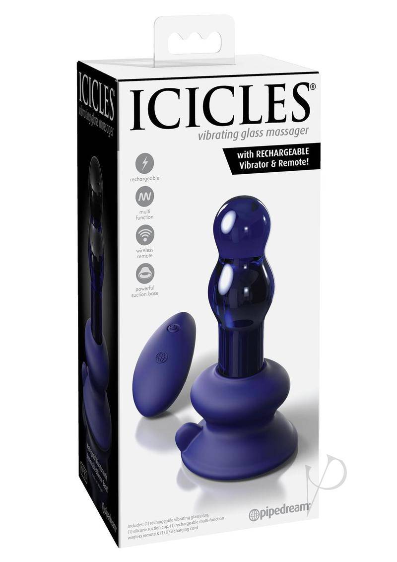 Icicles No. 83 Rechargeable Glass Plug with Remote Control - Blue