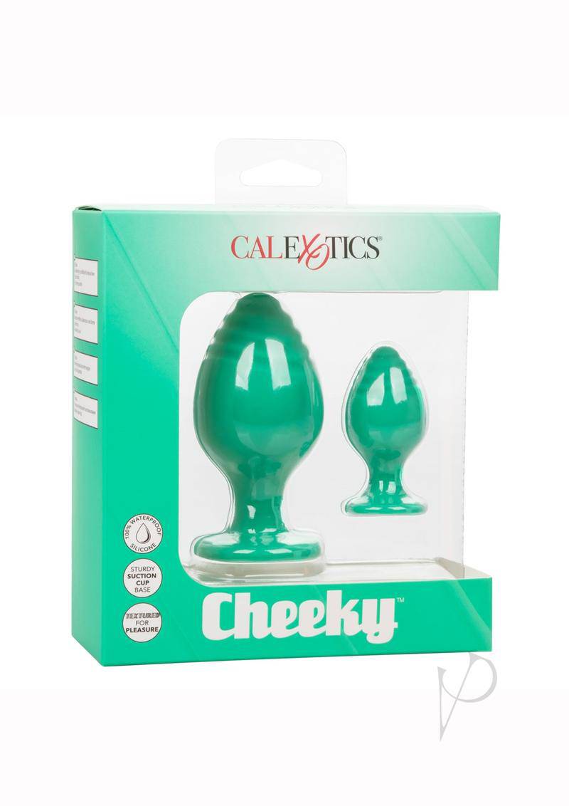 Cheeky Silicone Textured Anal Plugs Large/Small (Set of 2) - Green