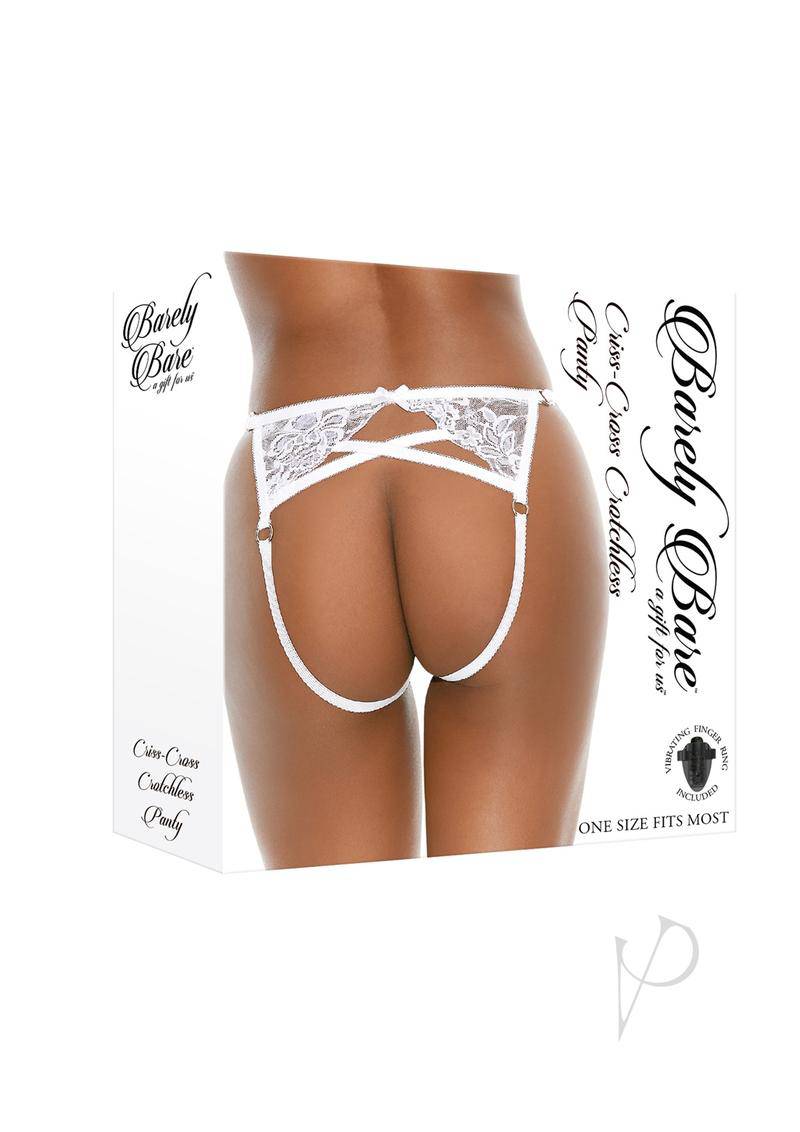 Barely Bare Criss-Cross Crotchless Panty - O/S - White