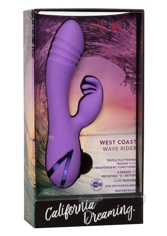 California Dreaming West Coast Wave Rider Silicone Rechargeable Rabbit Vibrator - Purple