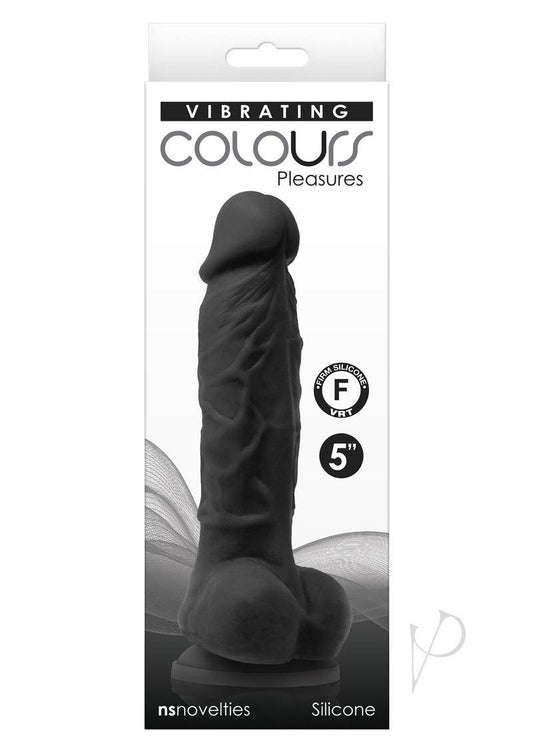 Colours Pleasures Silicone Vibrating Dildo with Balls 5in - Black