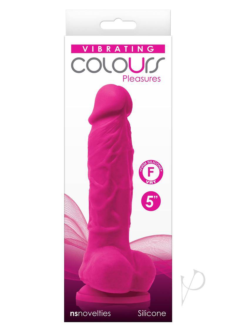 Colours Pleasures Silicone Vibrating Dildo with Balls 5in - Pink