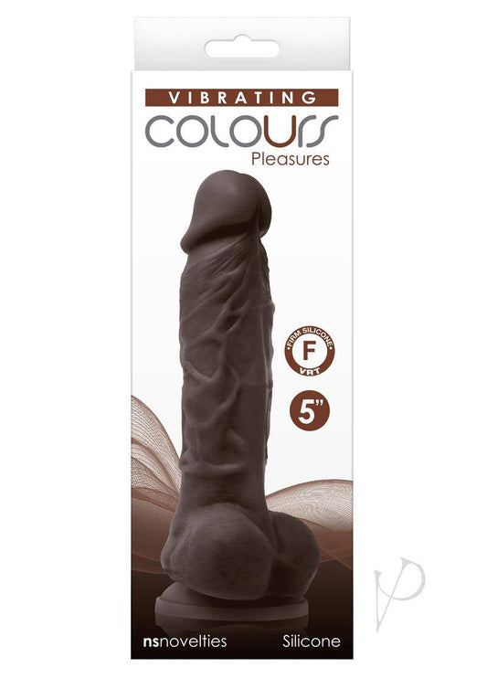 Colours Pleasures Silicone Vibrating Dildo with Balls 5in - Chocolate