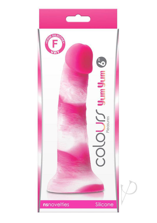 Colours Pleasures Yum Yum Silicone Dildo 6in - Pink/White