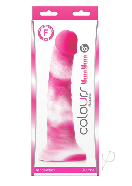 Colours Pleasures Yum Yum Silicone Dildo 8in - Pink/White