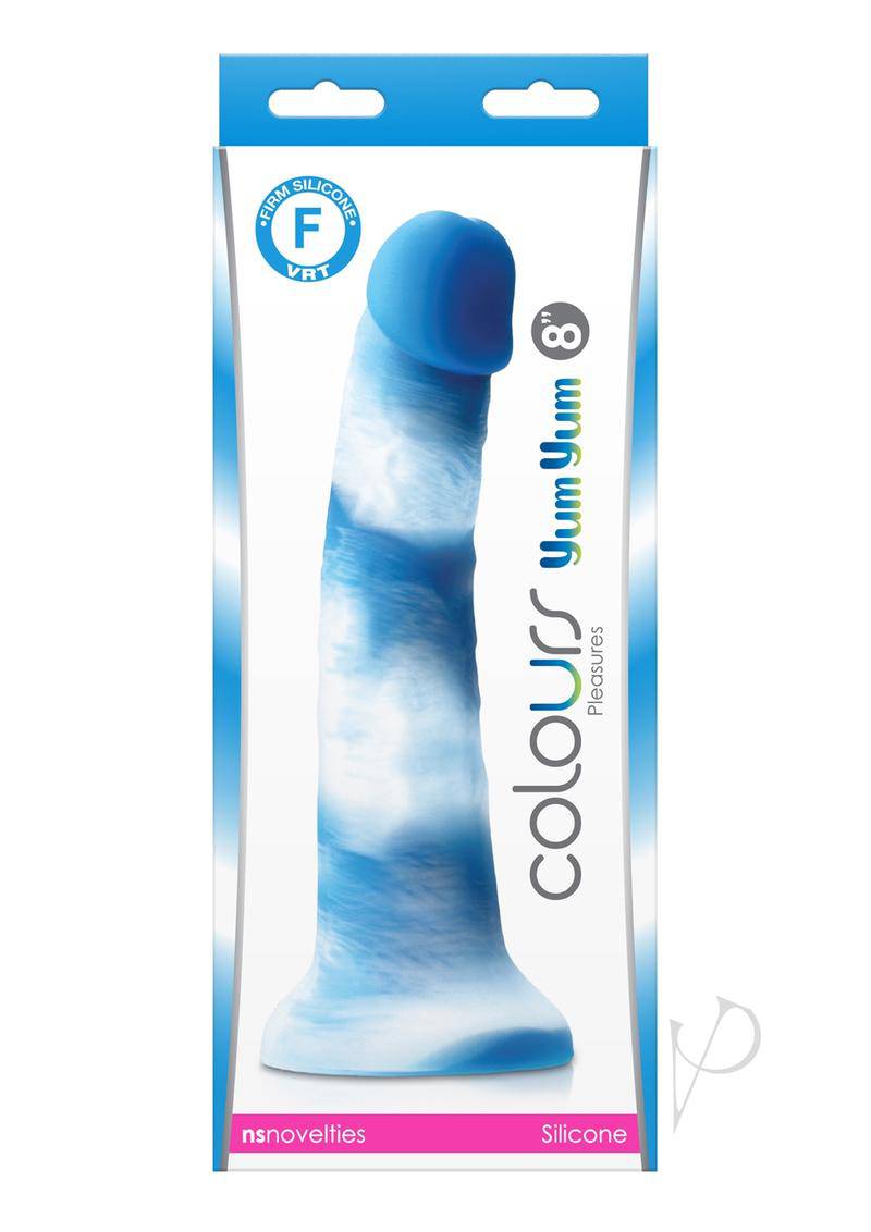 Colours Pleasures Yum Yum Silicone Dildo 8in - Blue/White