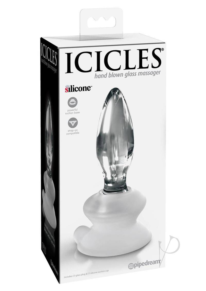 Icicles No. 91 Glass Anal Plug with Bendable Silicone Suction Cup - Clear