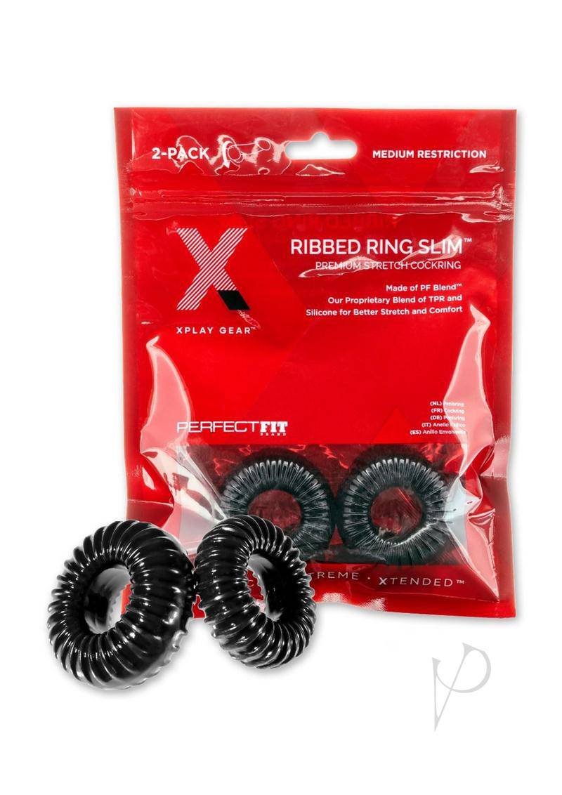 The Xplay PF Blend Premium Stretch Ribbed Ring Slim (2 pack) - Black