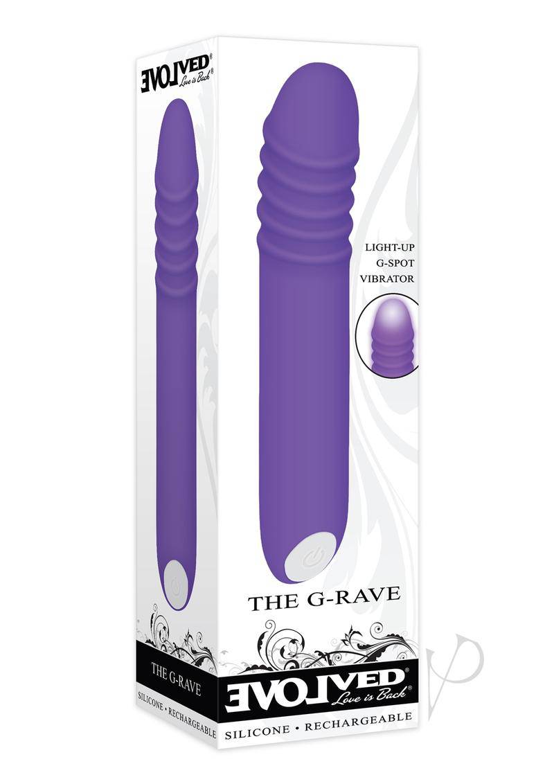 The G Rave Silicone Rechargeable G-Spot Light-Up Vibrator - Purple