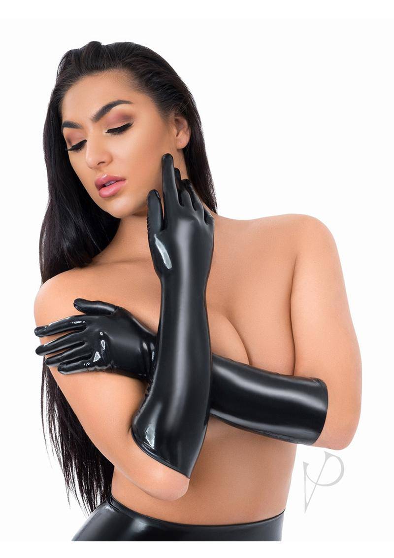 Myu Latex Full Length Glove Md Black - Chambre Rouge