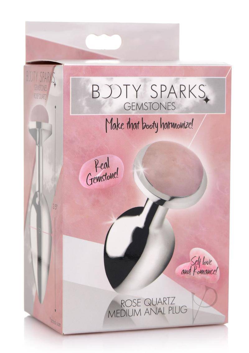 Booty Sparks Gemstones Rose Quartz Anal Plug - Medium - Pink