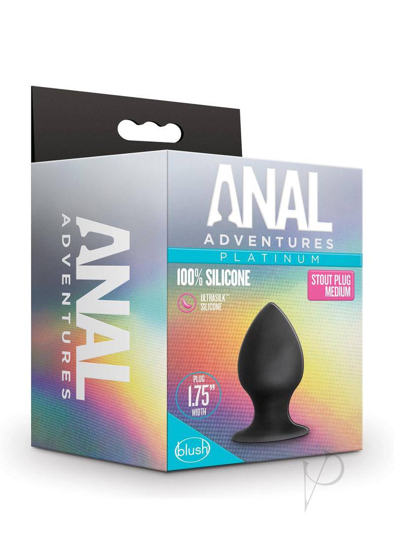 Anal Adventures Platinum Anal Stout Plug Medium - Black