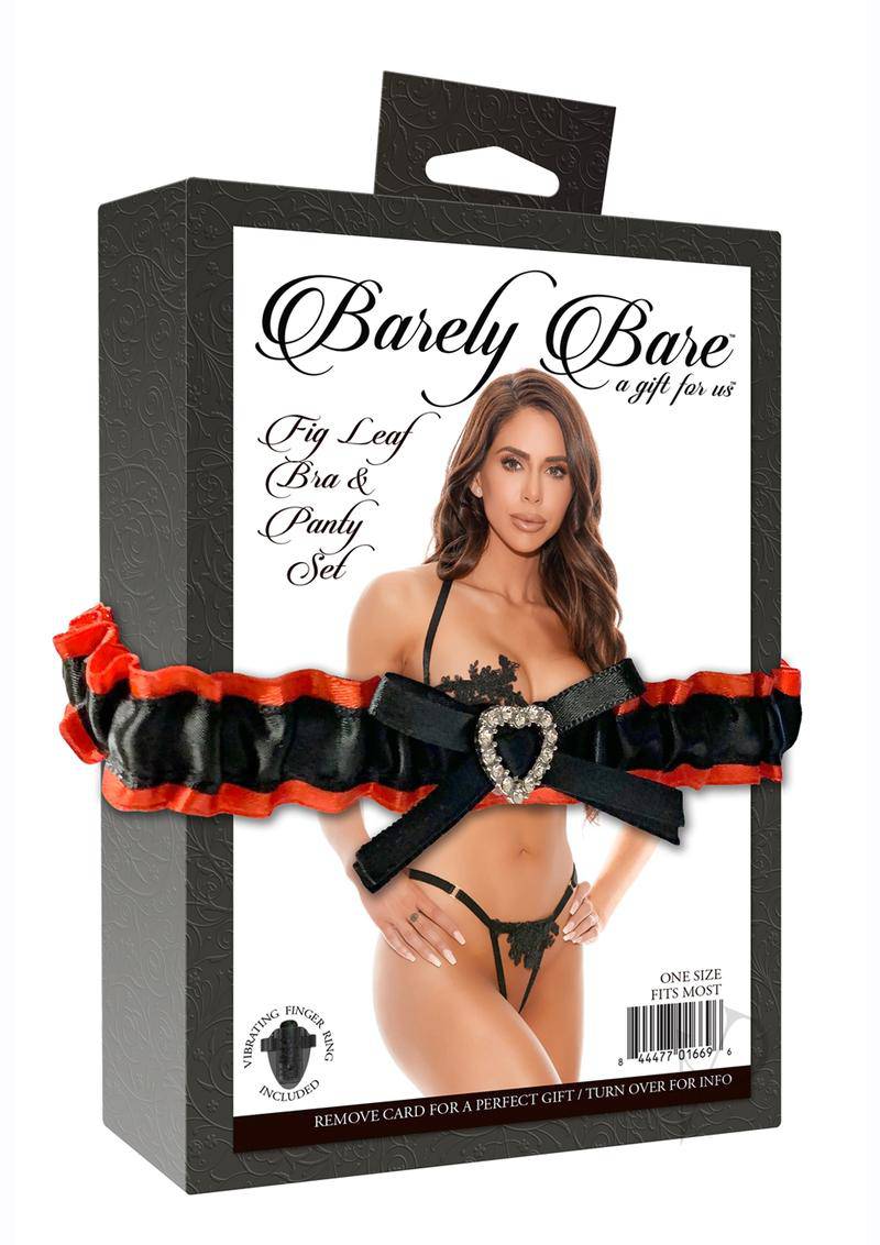 Barely Bare Fig Leaf Bra andamp; Panty Set 2pc - O/S - Black