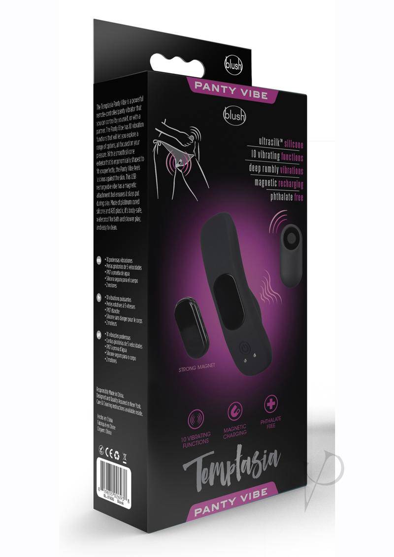 Temptasia Remote Control Silicone Rechargeable Panty Vibrator - Black