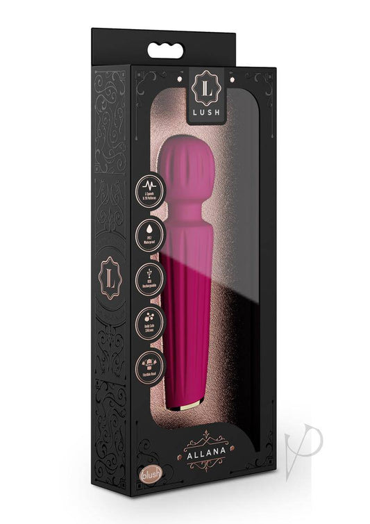 Lush Allana Velvet Rechargeable Silicone Wand Vibrator- Magenta/Rose Gold