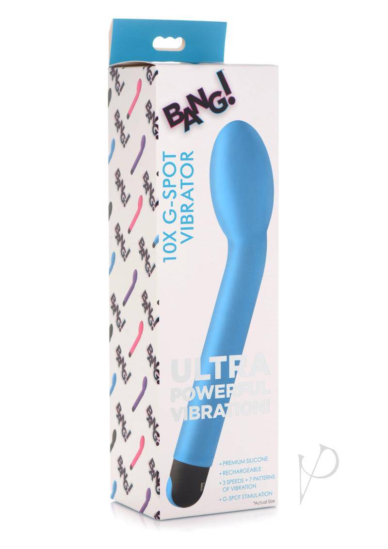 Bang! 10X Rechargeable Silicone G-Spot Vibrator - Blue