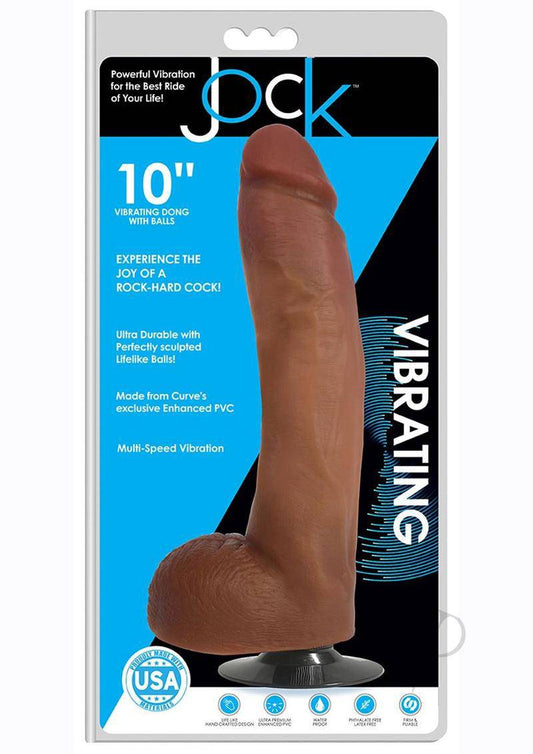 JOCK Vibrating Dildo with Balls 10in - Caramel