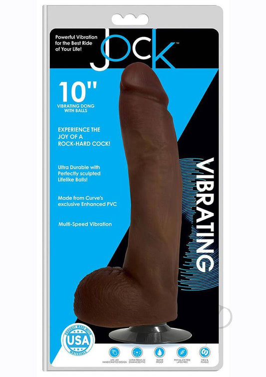 JOCK Vibrating Dildo with Balls 10in - Chocolate