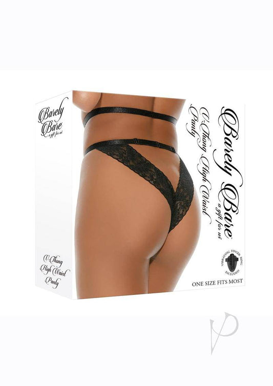 Barely Bare V Thong High Waist Panty - O/S - Black