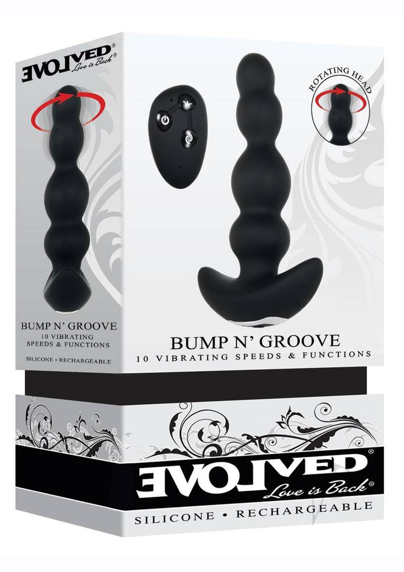 Bump N` Groove Rechargeable Silicone Anal Plug with Remote Control - Black