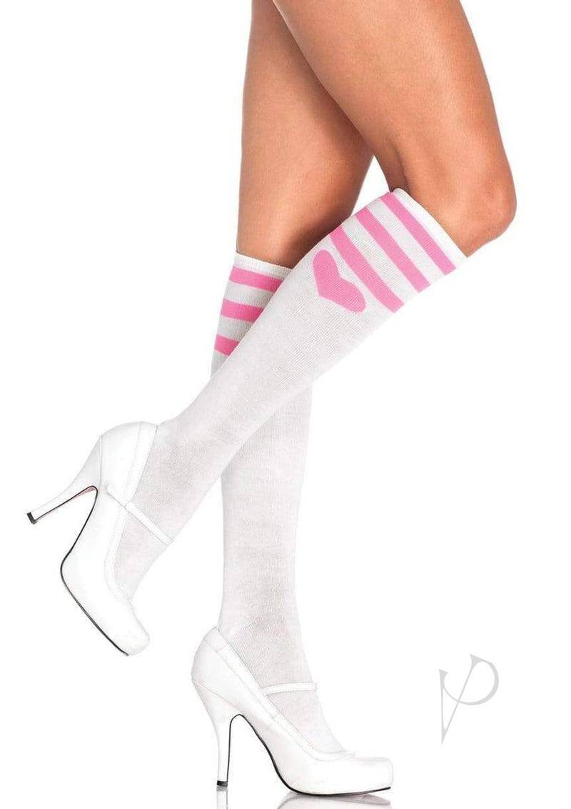 Leg Avenue Sweetheart Athletic Knee Socks - O/S - White