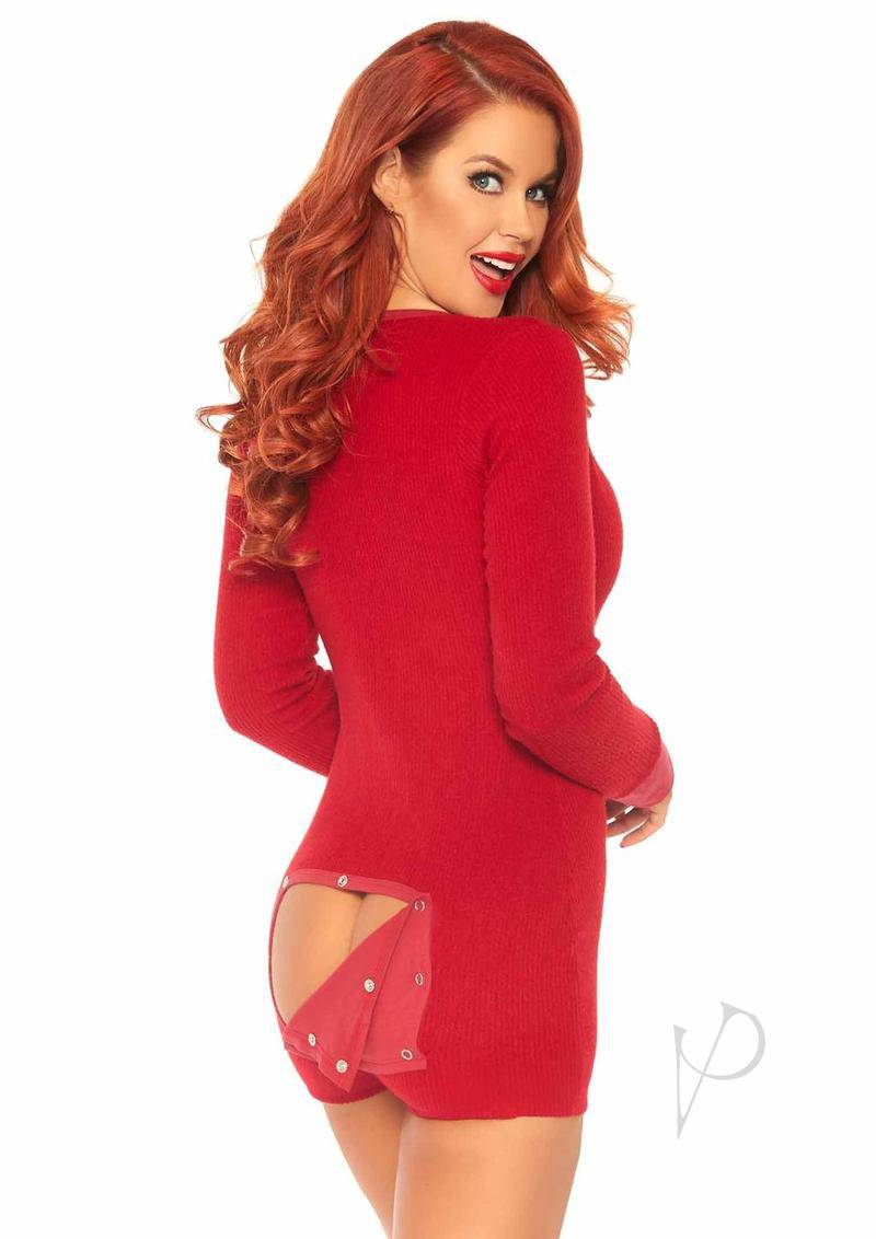 Brushed Romper Long John W/flap Xl Red - Chambre Rouge