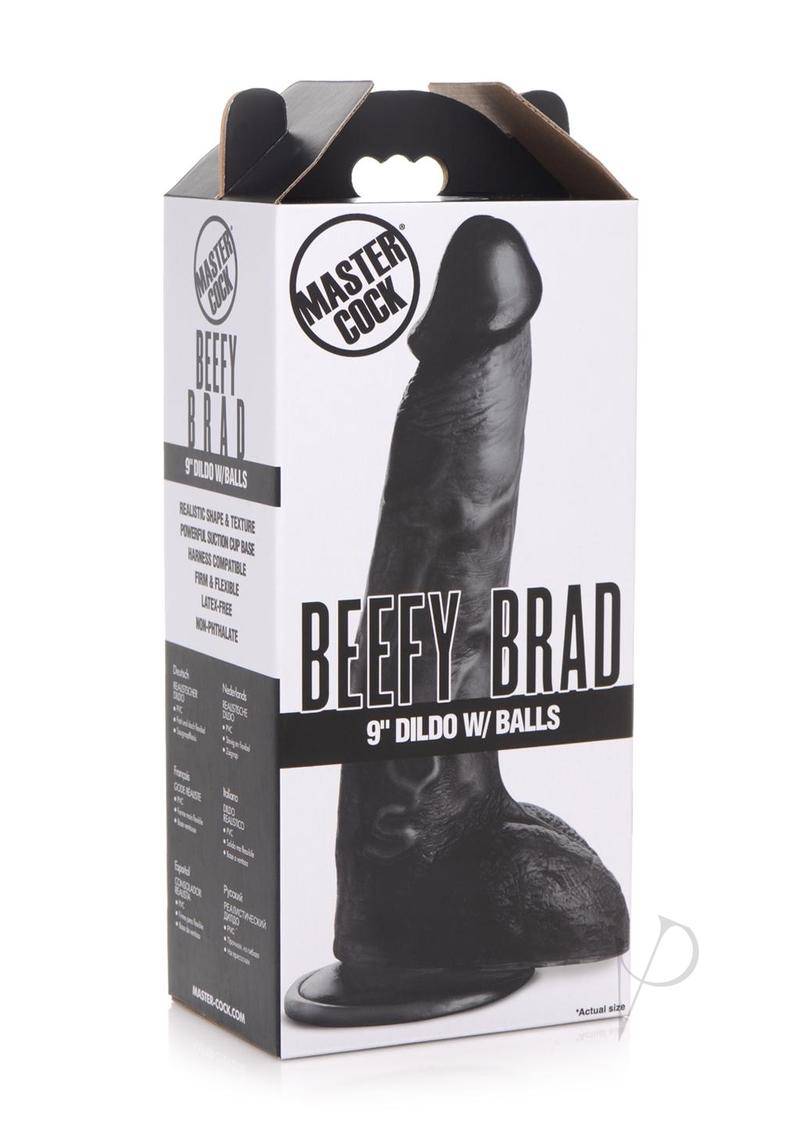 Master Cock Beefy Brad Dildo With Balls 9in - Chocolate