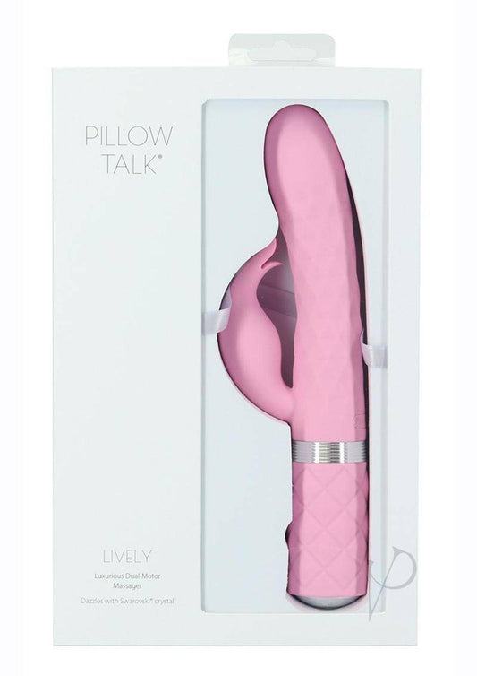 Pillow Talk Lively Silicone Rechargeable Dual Motor Massager with Swarovski Crystal - Pink