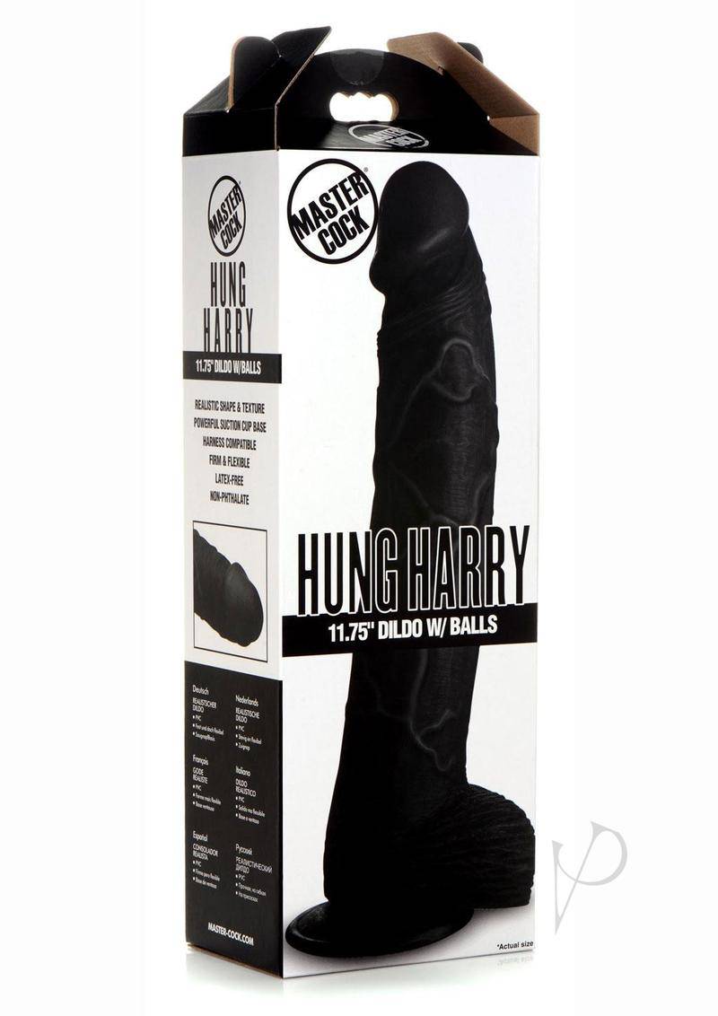 Master Cock Hung Harry Dildo with Balls 11.75in - Black