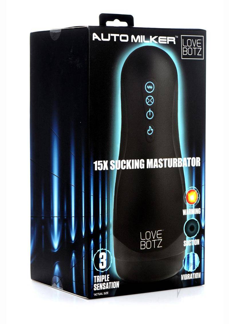 LoveBotz Handheld Milker Rechargeable 15X Sucking Masturbator - Black