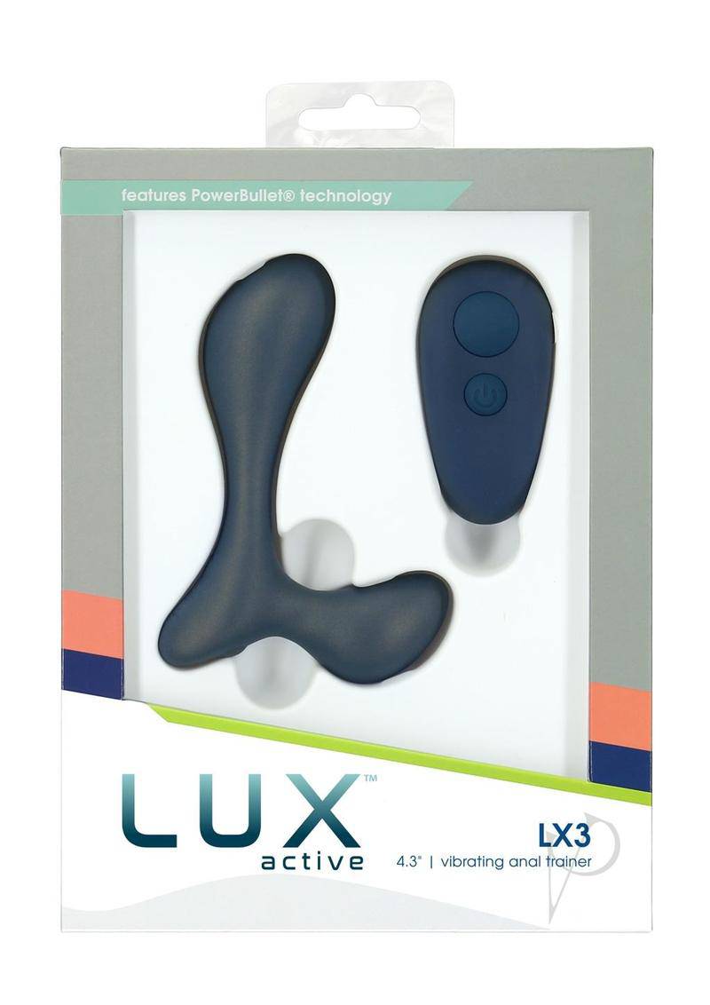 LUX Active LX3 Silicone Rechargeable Anal Trainer with Bullet and Remote Control - Navy